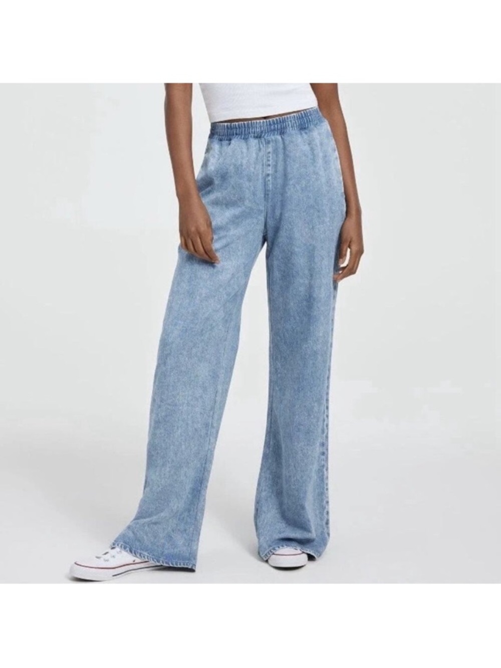 Good American Light Blue Elastic Waist Denim Pants